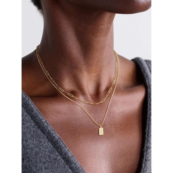 🆕14K Gold Plated Layered Necklace Women Men Sweatproof Chunky Herringbone Chain - Picture 4 of 7